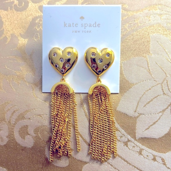 Kate Spade New York ♠️ My Precious Heart ❤️ tassel statement earrings - Picture 3 of 6